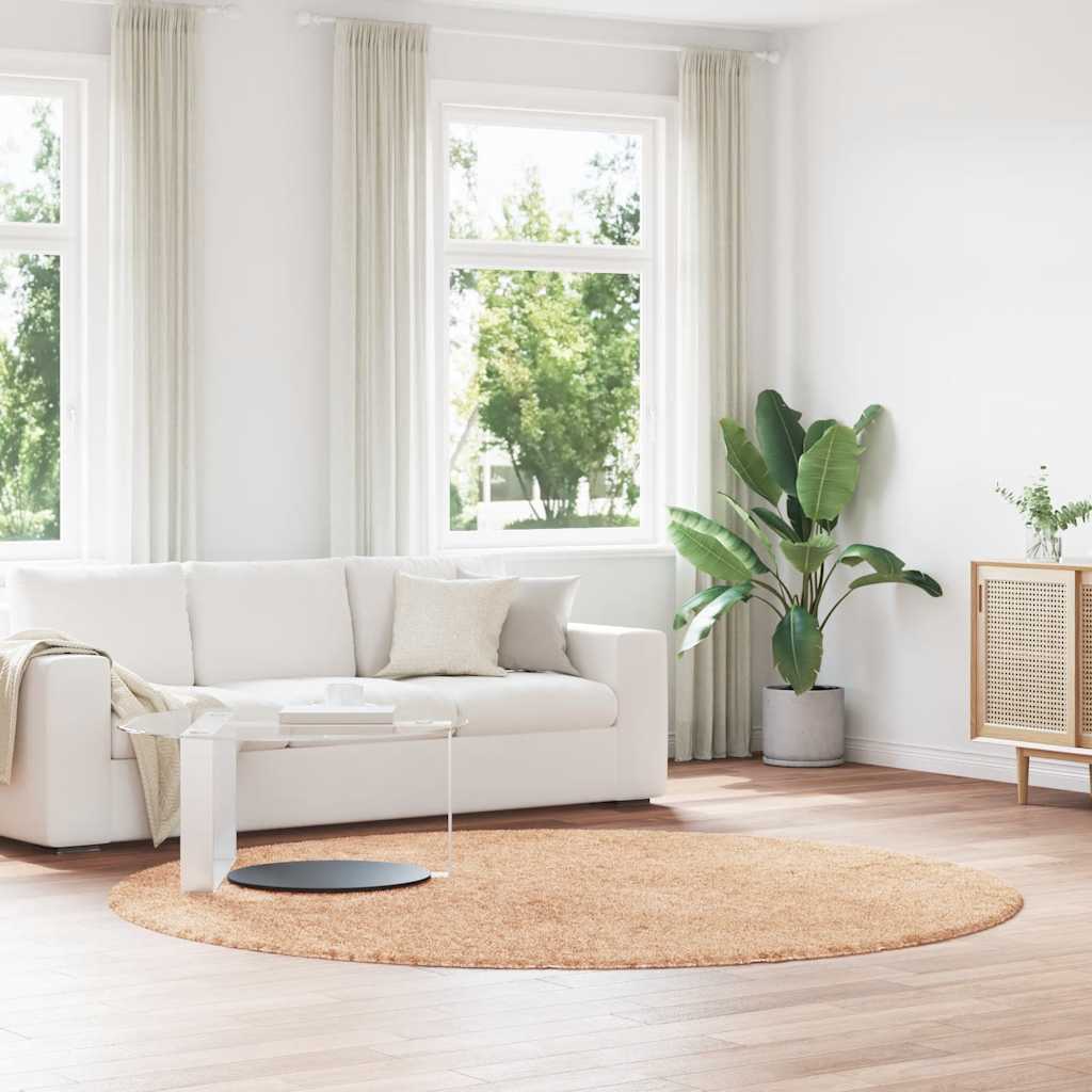 shaggy gulvtæppe NAVARRA 240x240 cm høje luv polyester beige