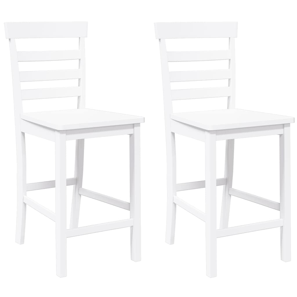 barstole 2 stk. massivt gummitræ hvid