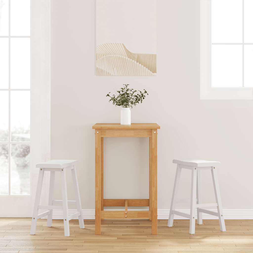 Barstole - 2 stk. i massivt gummitræ, hvid, 60 cm