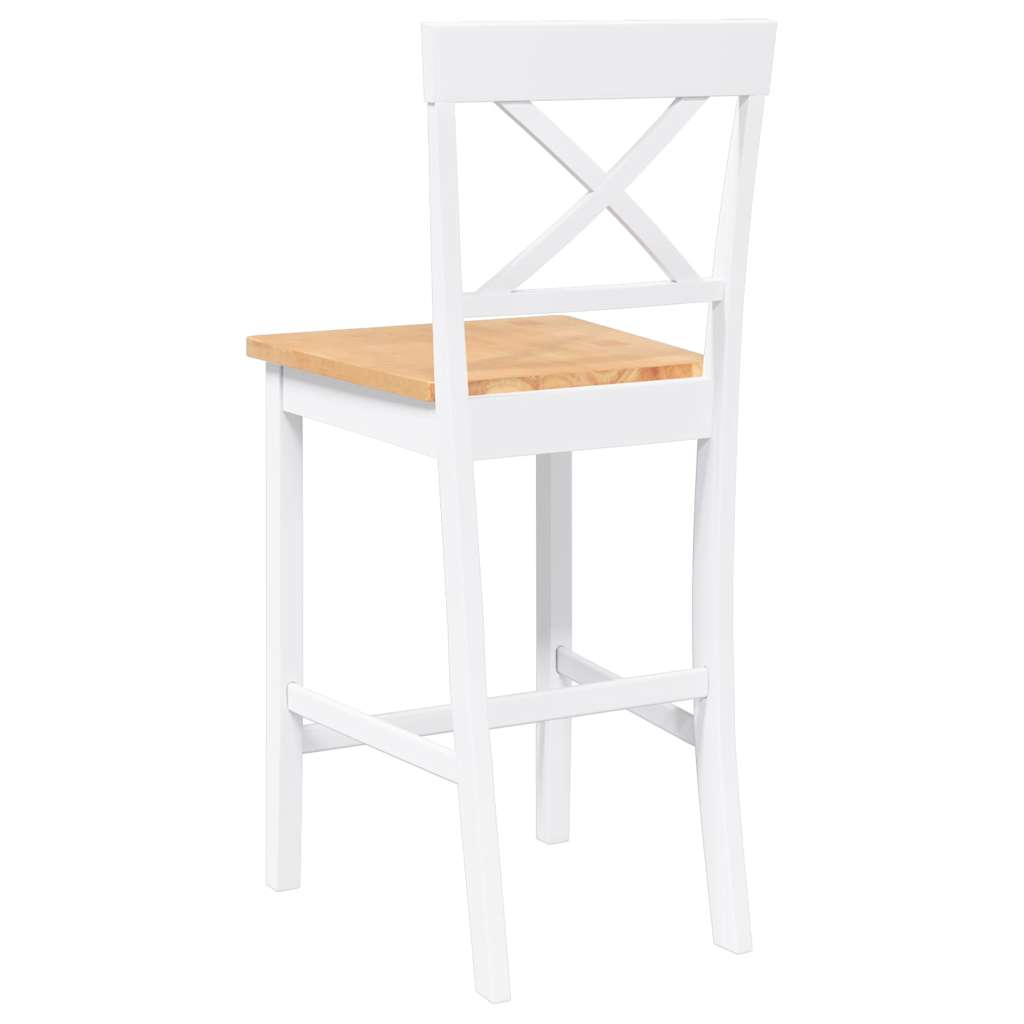barstole 2 stk. massivt gummitræ hvid