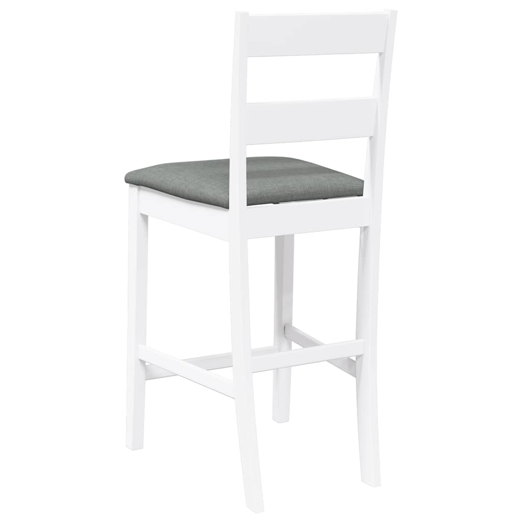 barstole med hynder 2 stk. massivt gummitræ hvid