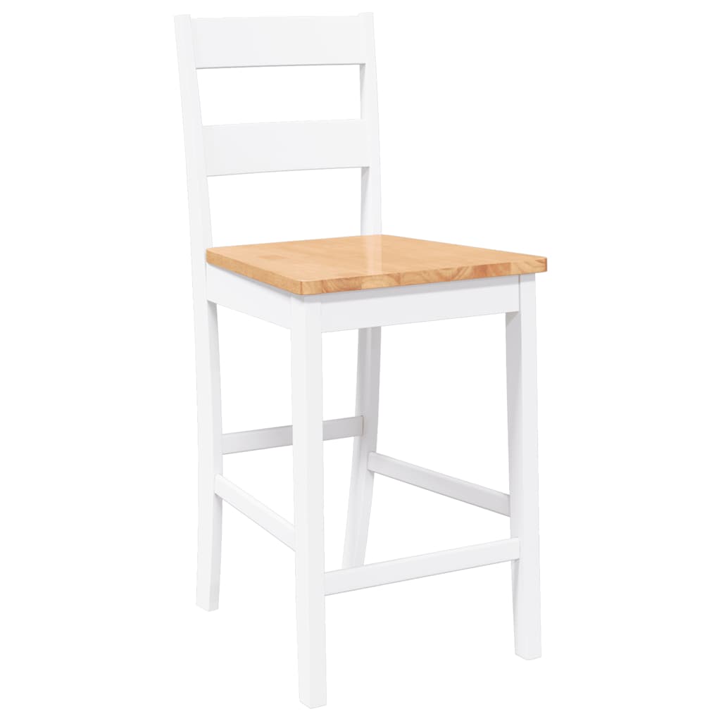 barstole 2 stk. massivt gummitræ hvid