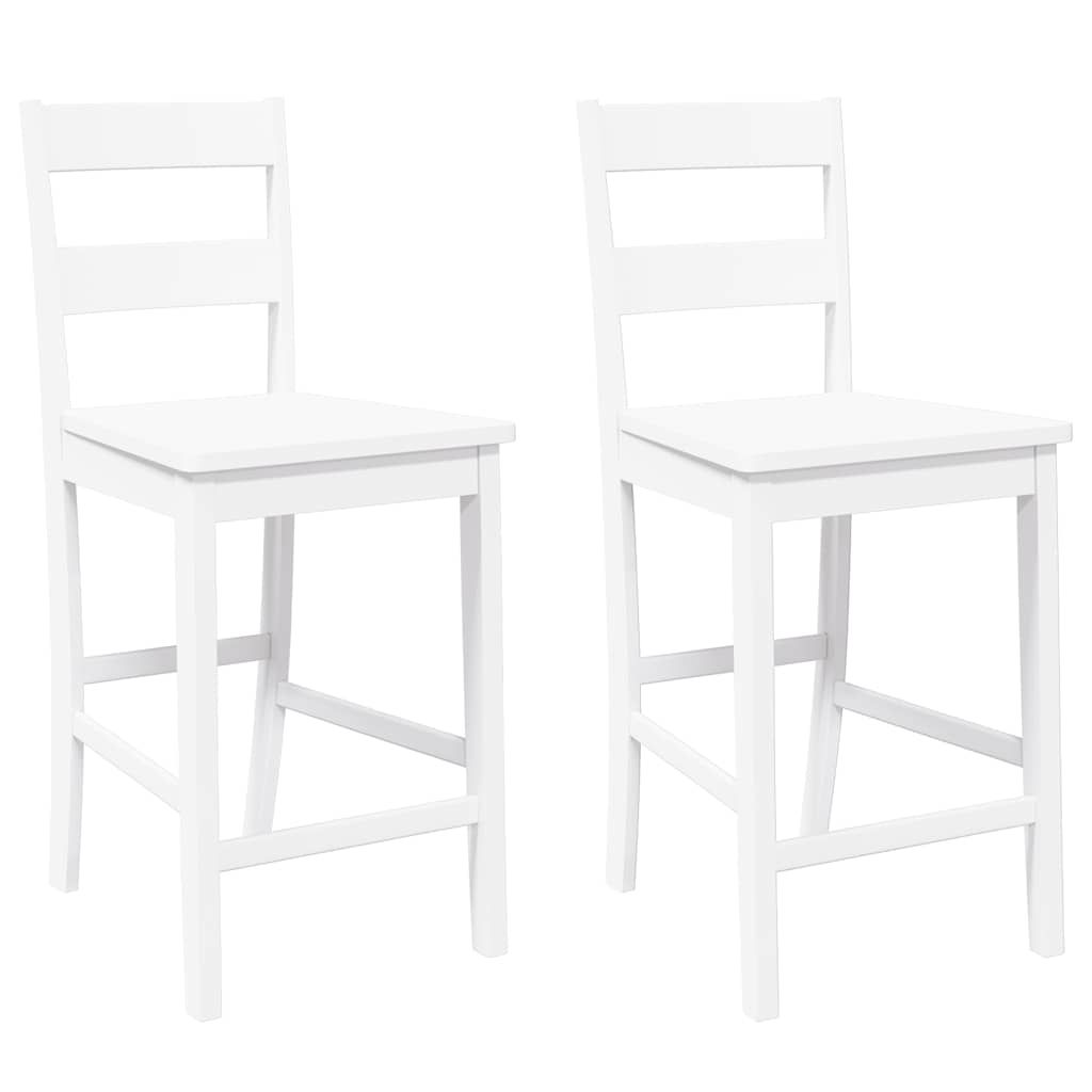 barstole 2 stk. massivt gummitræ hvid