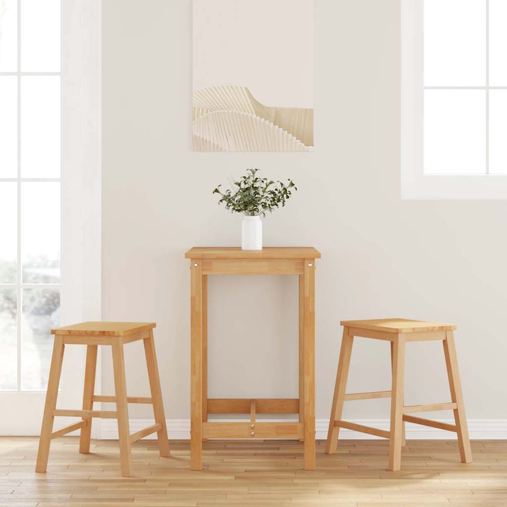 Barstole i massivt gummitræ - 2 stk., natur, 63 cm