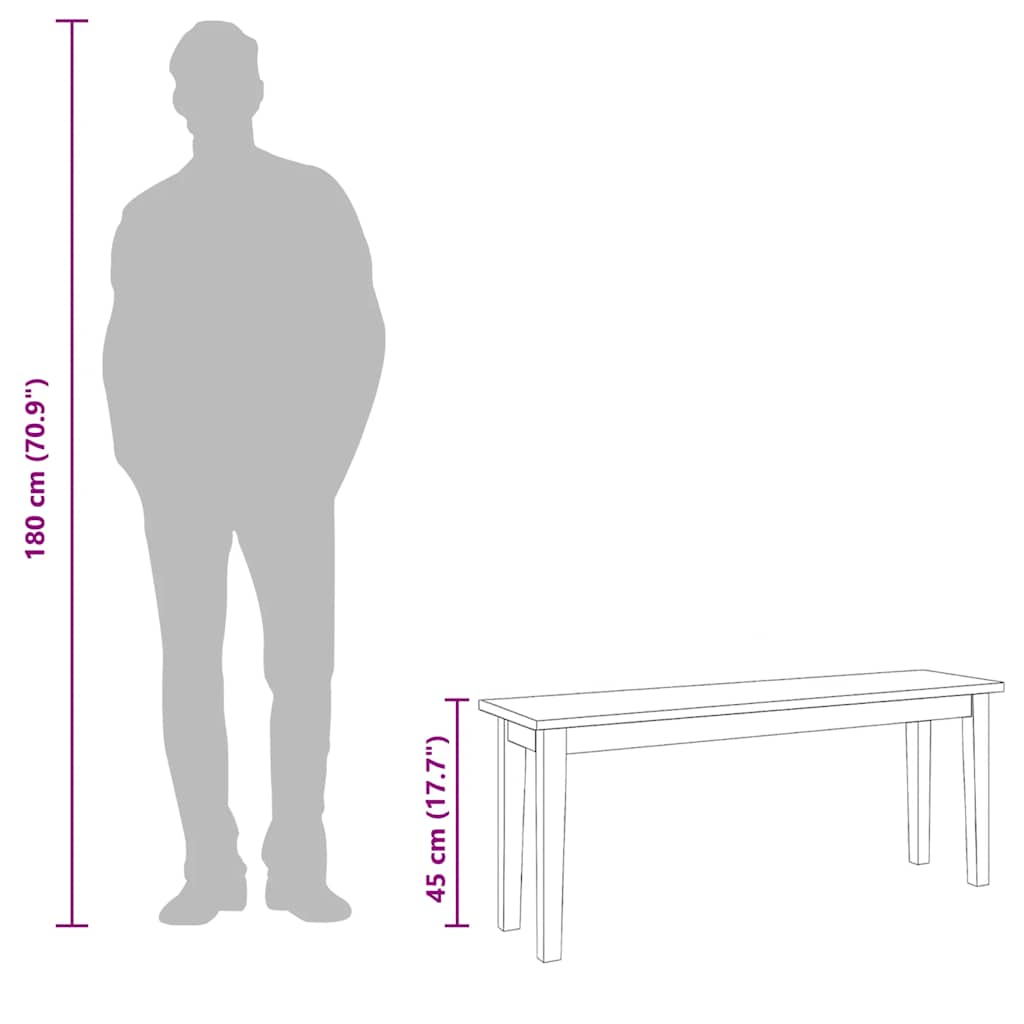 bænk 110 cm massivt gummitræ hvid