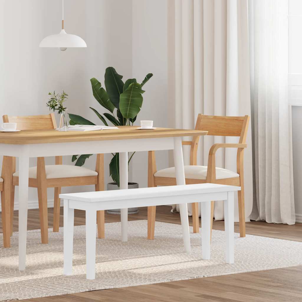 bænk 110 cm massivt gummitræ hvid