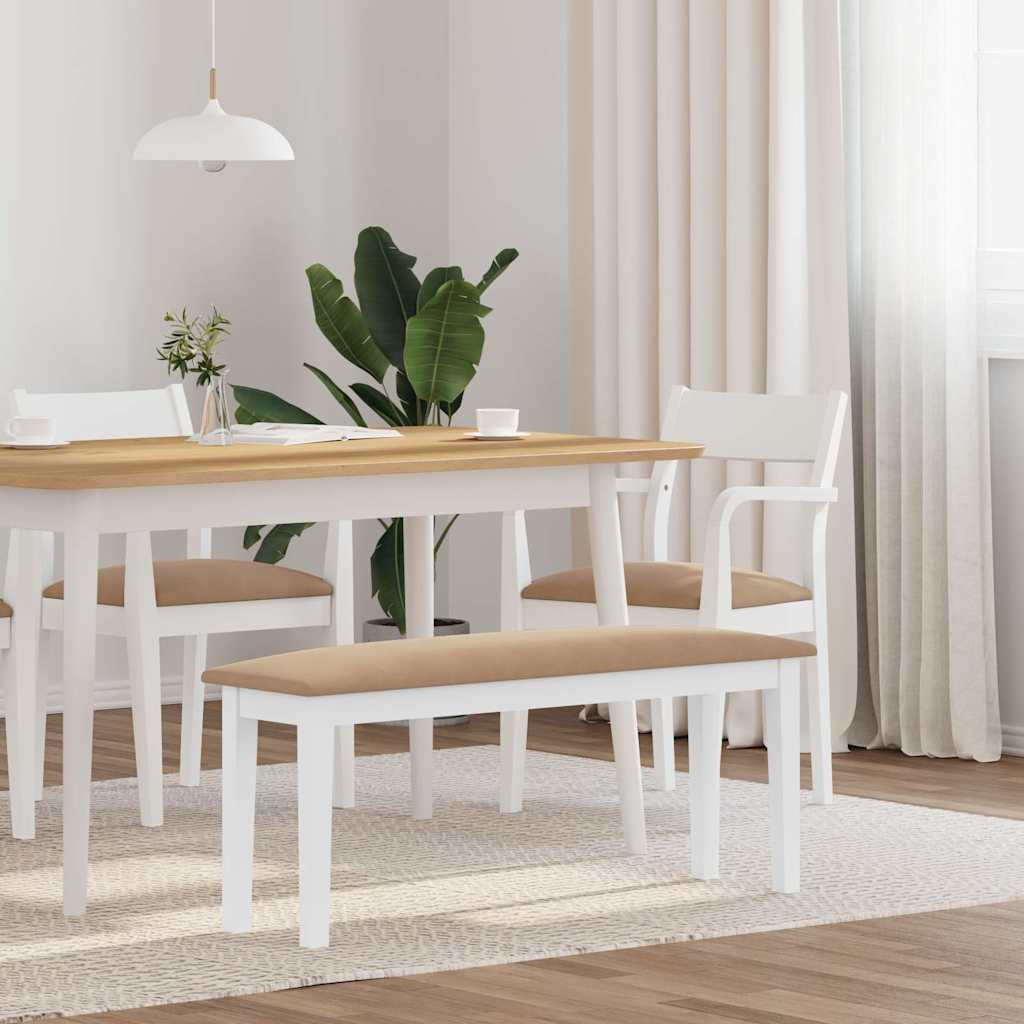 bænk 110 cm massivt gummitræ hvid