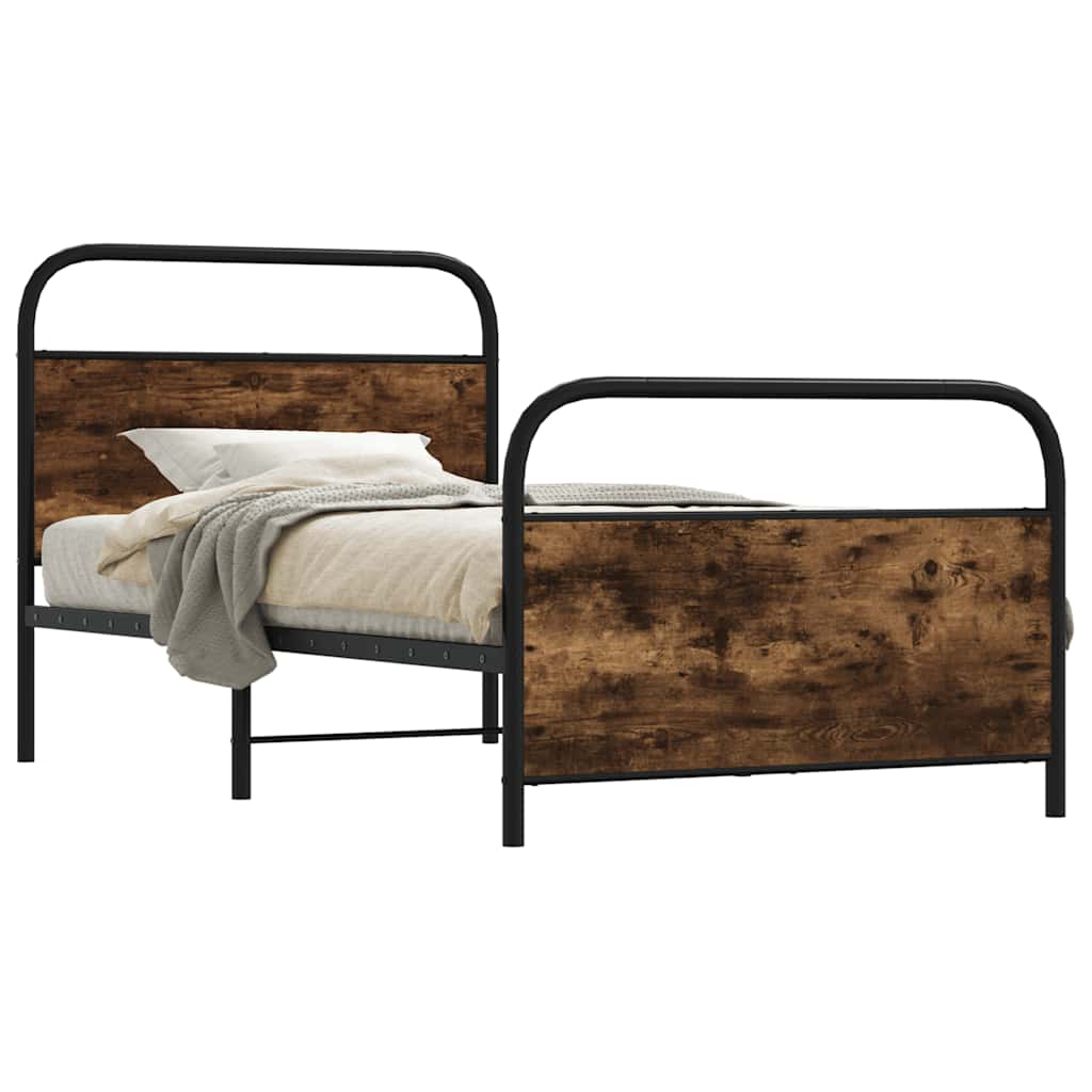 sengeramme 90x200 cm uden madras konstrueret træ røget eg