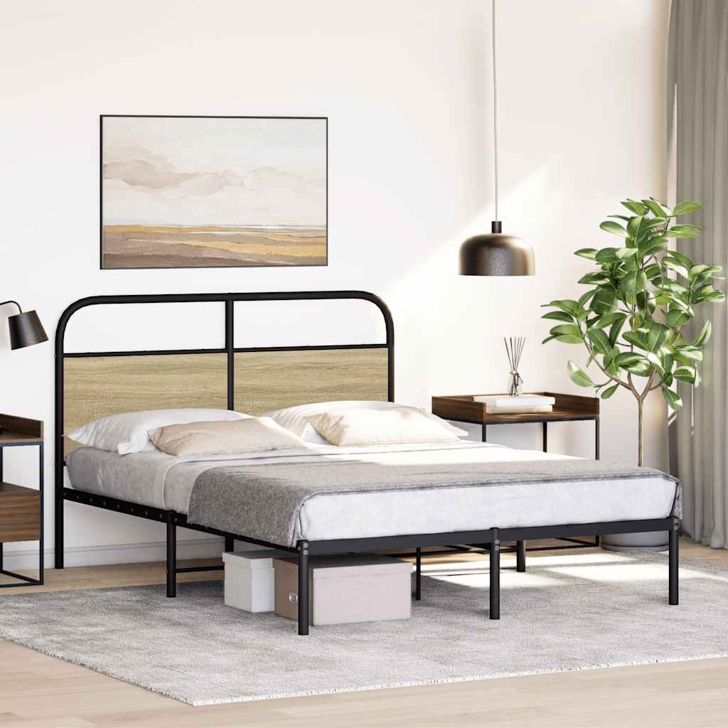 sengeramme 140x190 cm uden madras konstrueret træ sonoma-eg