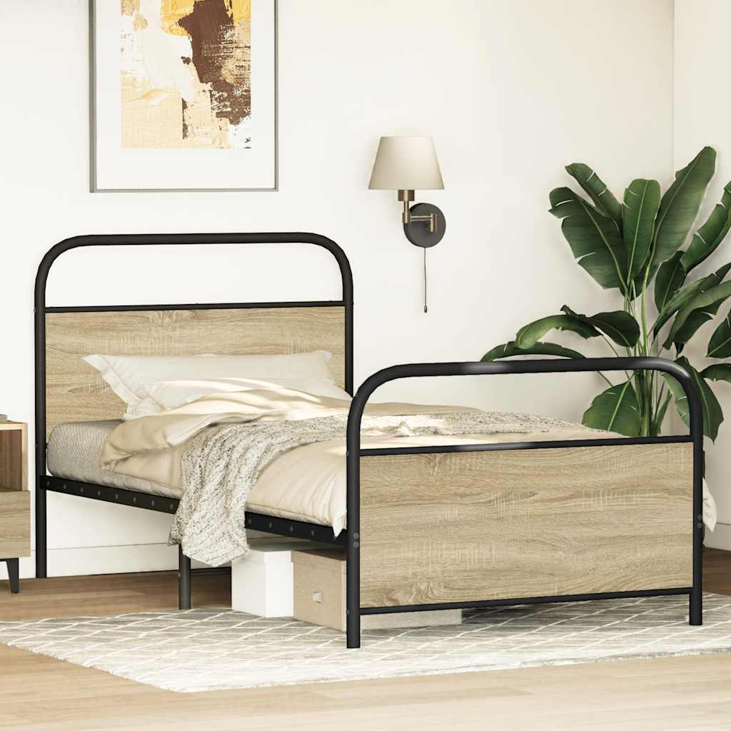 sengeramme 107x203 cm uden madras konstrueret træ sonoma-eg