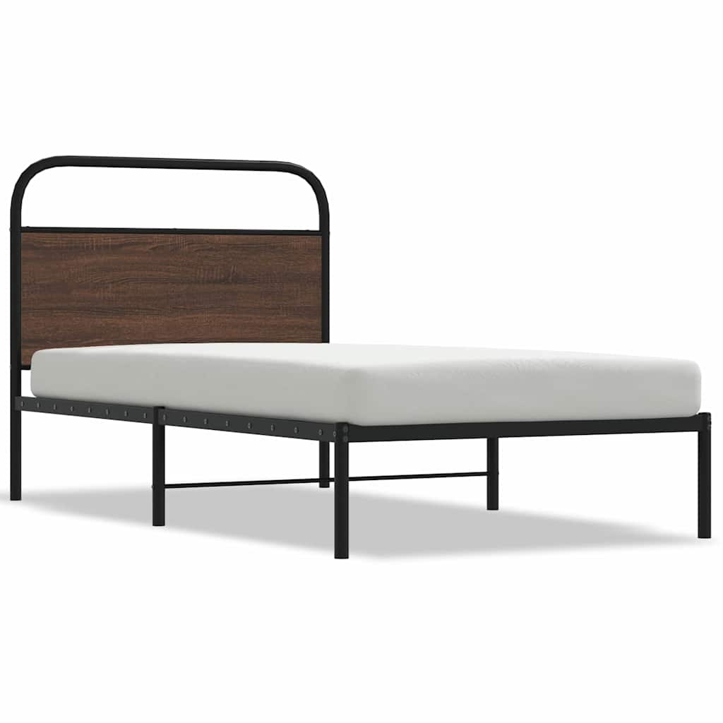 sengeramme 90x190 cm uden madras konstrueret træ brunt eg