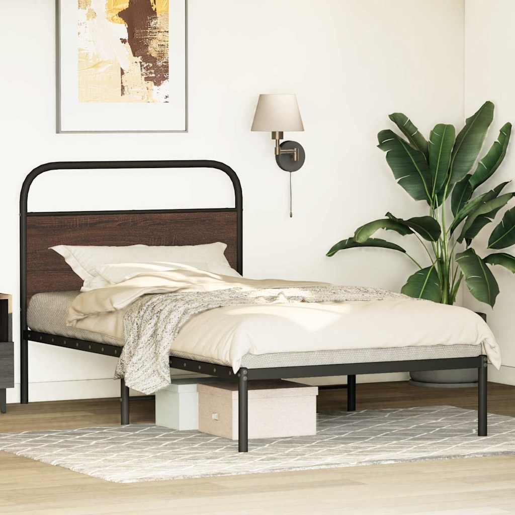 sengeramme 107x203 cm uden madras konstrueret træ brunt eg