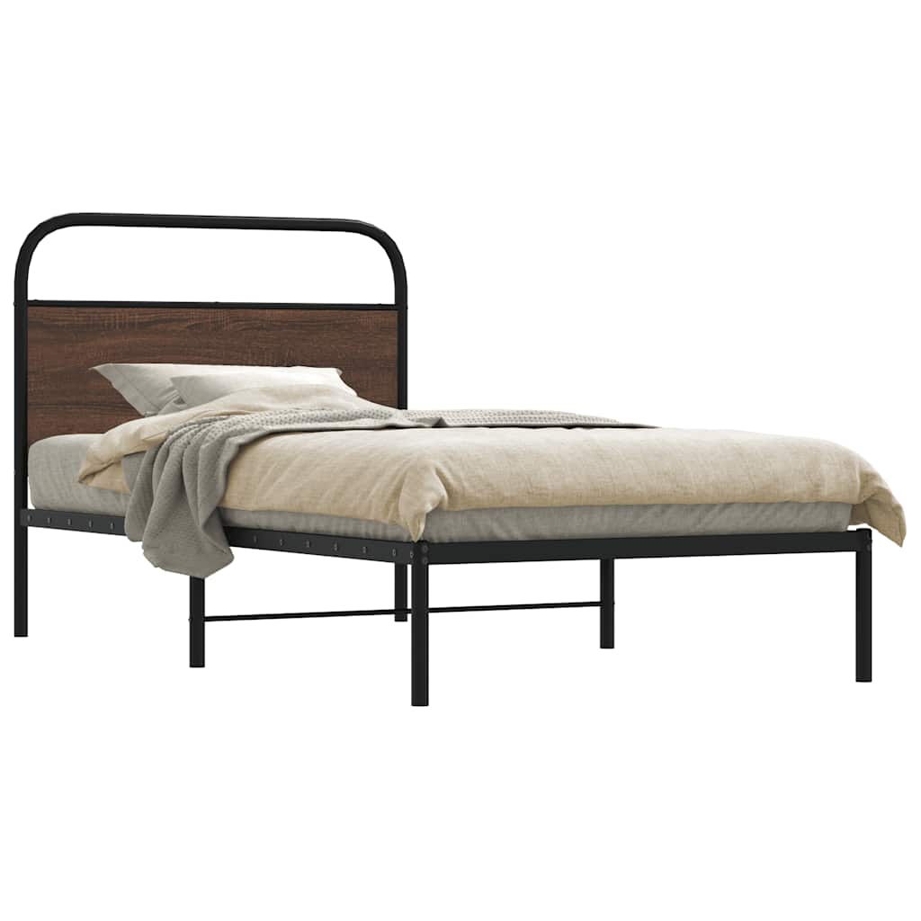 sengeramme 107x203 cm uden madras konstrueret træ brunt eg