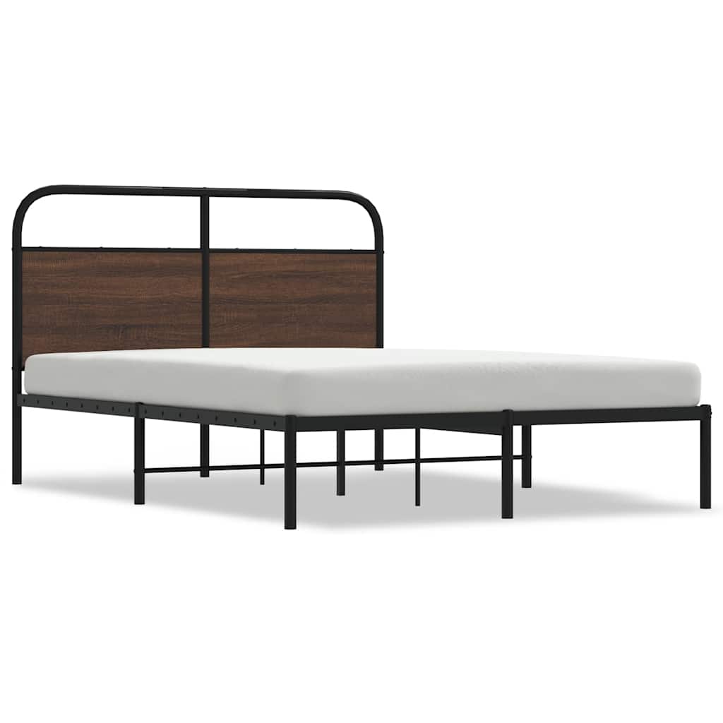 sengeramme 135x190 cm uden madras konstrueret træ brunt eg