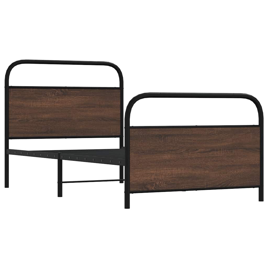 sengeramme 90x190 cm uden madras konstrueret træ brunt eg