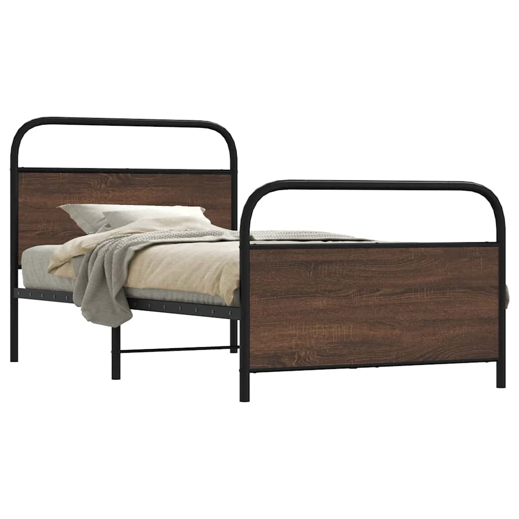 sengeramme 90x190 cm uden madras konstrueret træ brunt eg