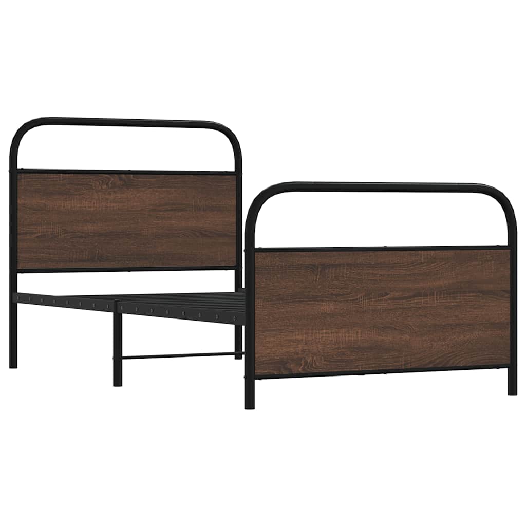 sengeramme 90x200 cm uden madras konstrueret træ brunt eg