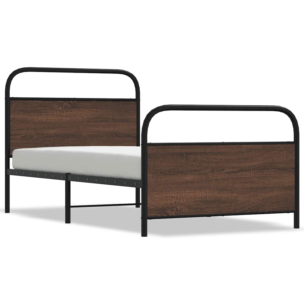 sengeramme 100x190 cm uden madras konstrueret træ brunt eg