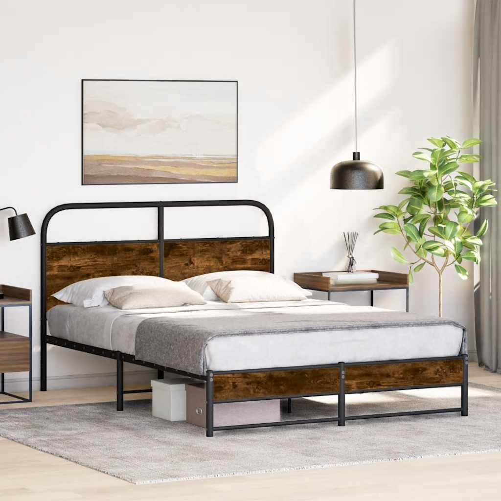 sengeramme 120x200 cm uden madras konstrueret træ røget eg