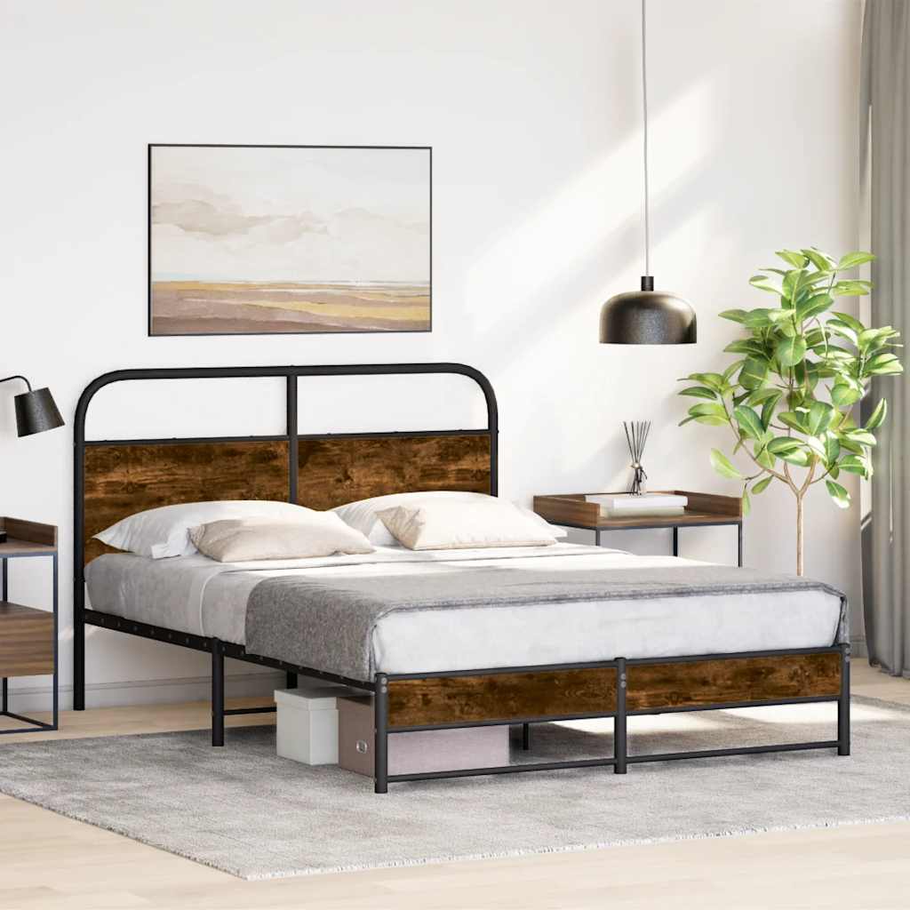 sengeramme 140x200 cm uden madras konstrueret træ røget eg