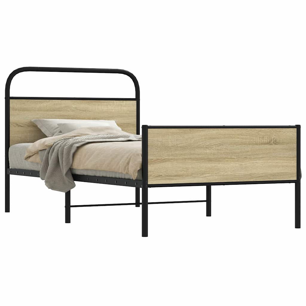 sengeramme 90x190 cm uden madras konstrueret træ sonoma-eg