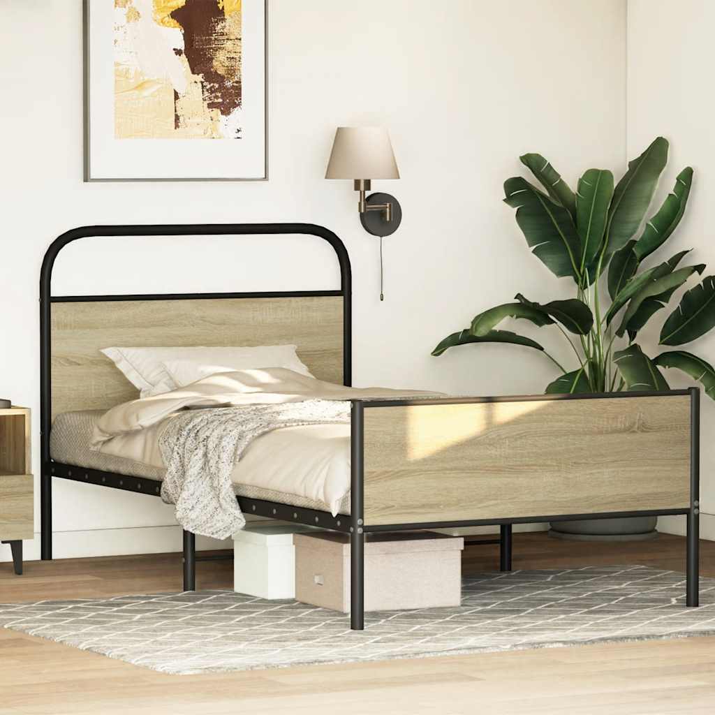 sengeramme 90x200 cm uden madras konstrueret træ sonoma-eg