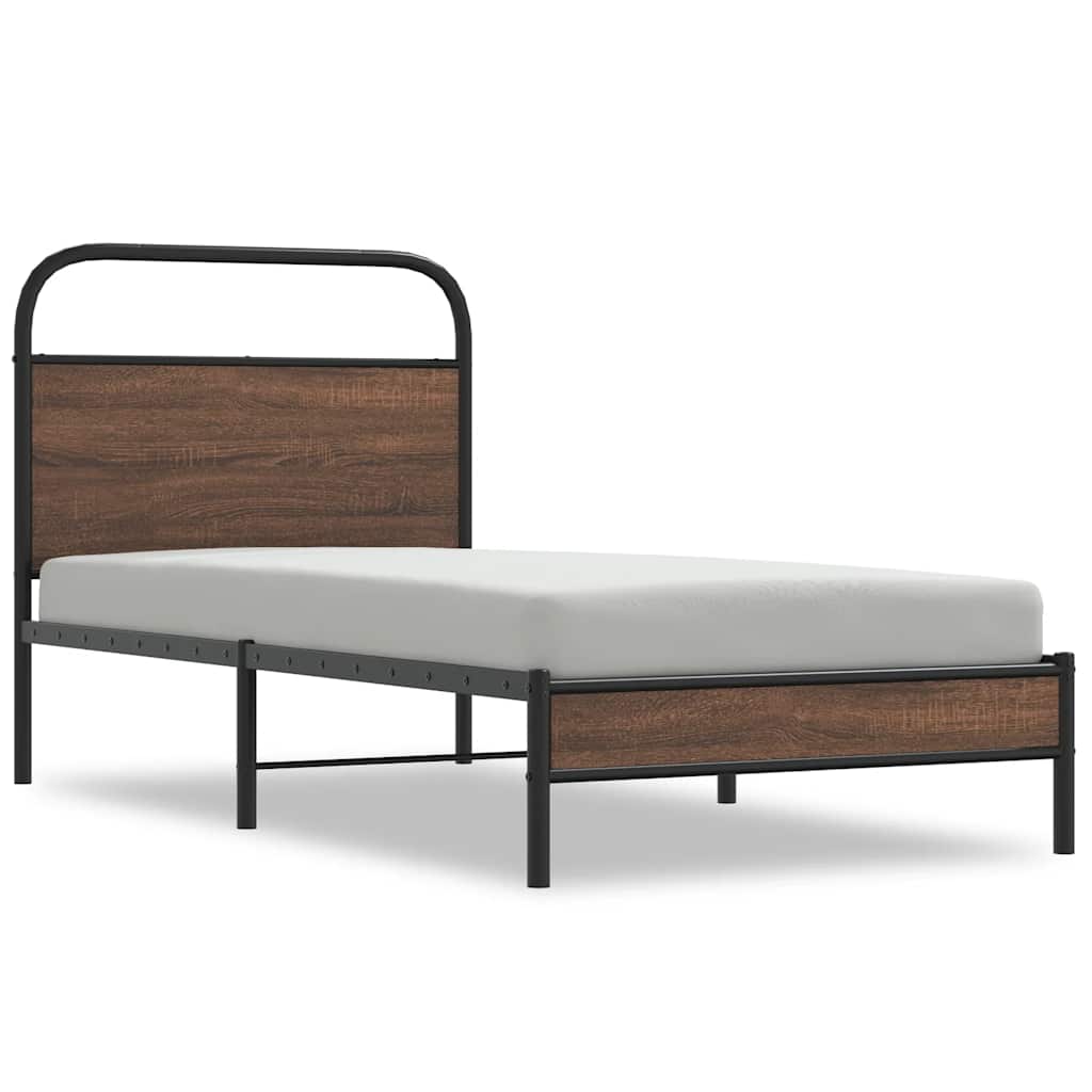 sengeramme 90x190 cm uden madras konstrueret træ brunt eg