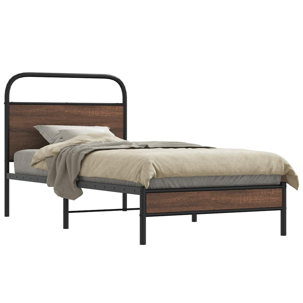 sengeramme 90x190 cm uden madras konstrueret træ brunt eg