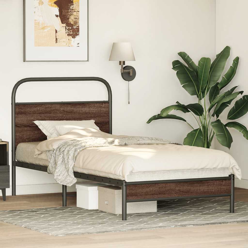 sengeramme 100x200 cm uden madras konstrueret træ brunt eg