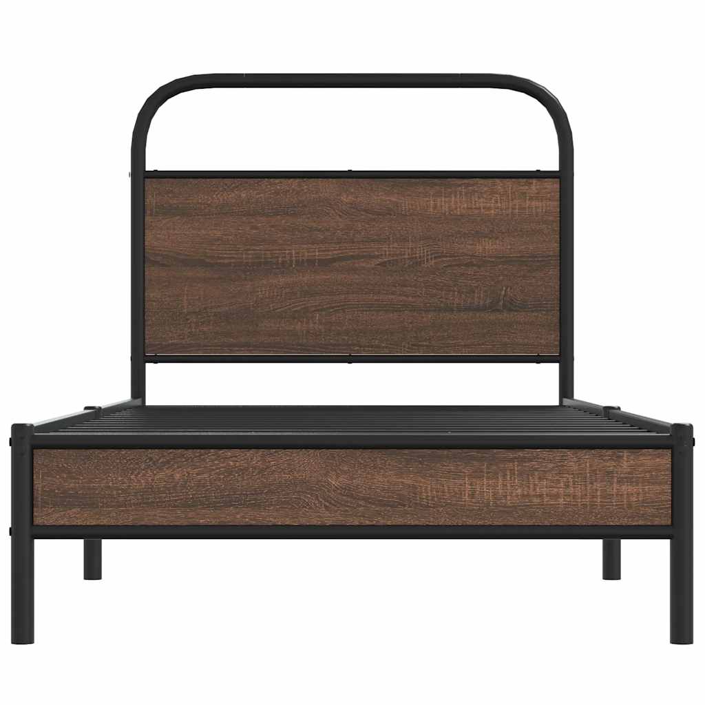 sengeramme 107x203 cm uden madras konstrueret træ brunt eg