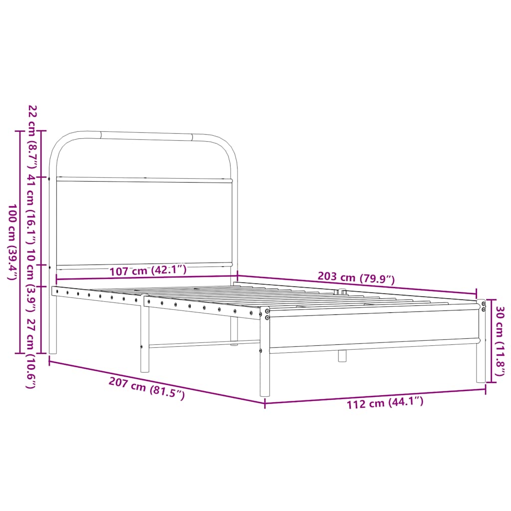 sengeramme 107x203 cm uden madras konstrueret træ brunt eg