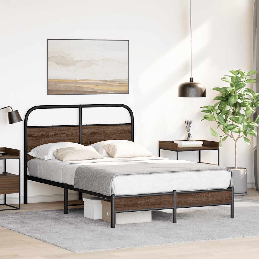 sengeramme 140x200 cm uden madras konstrueret træ brunt eg
