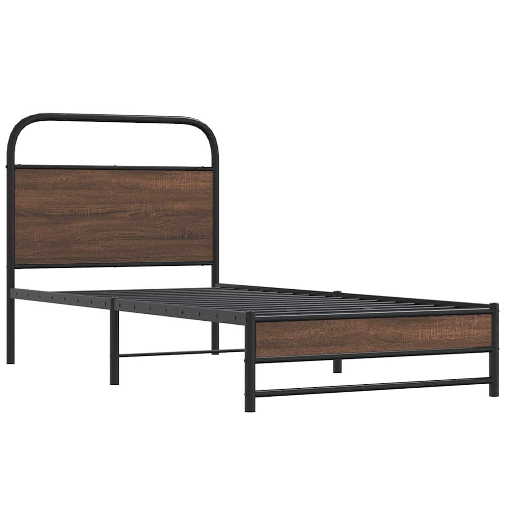 sengeramme 100x190 cm uden madras konstrueret træ brunt eg