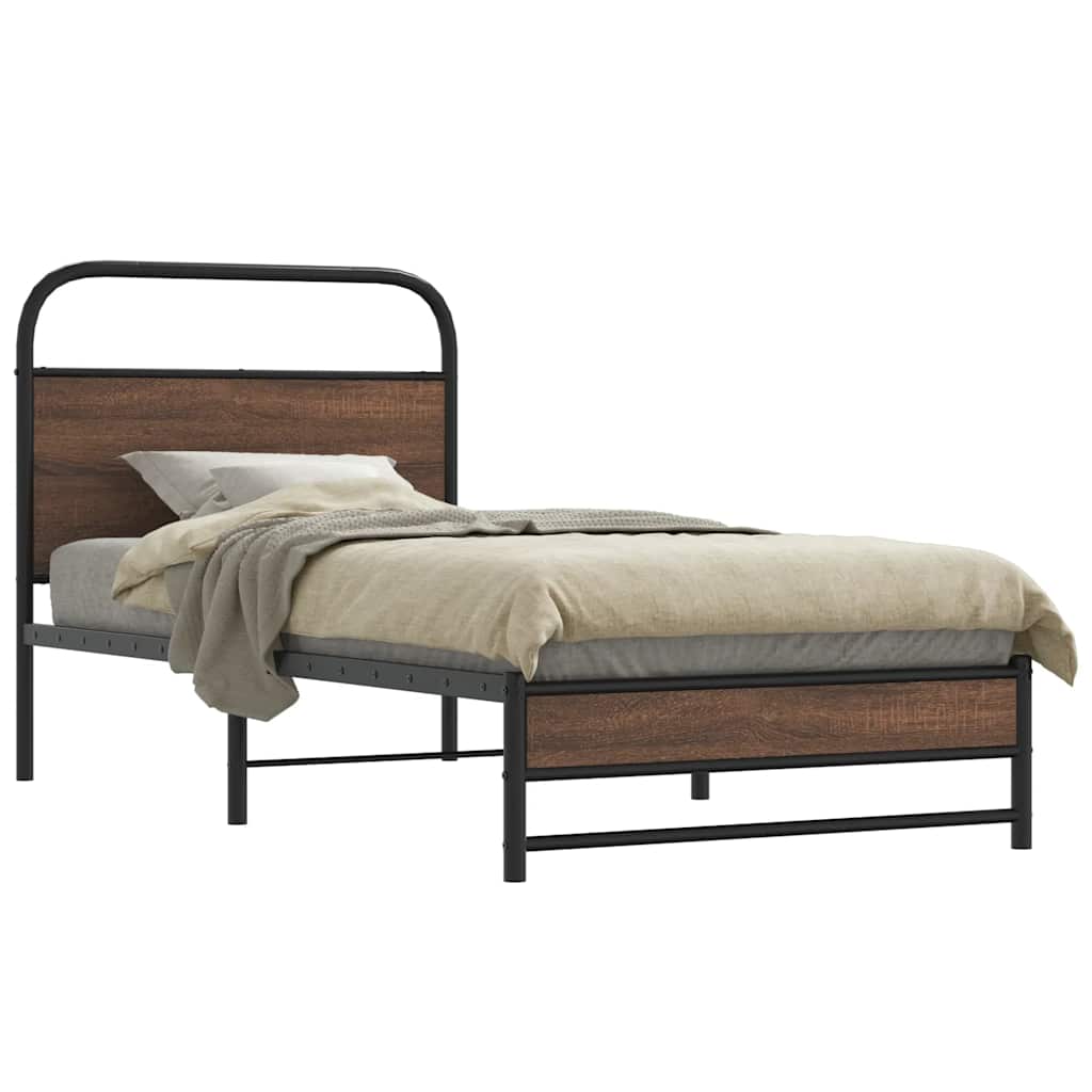 sengeramme 100x190 cm uden madras konstrueret træ brunt eg