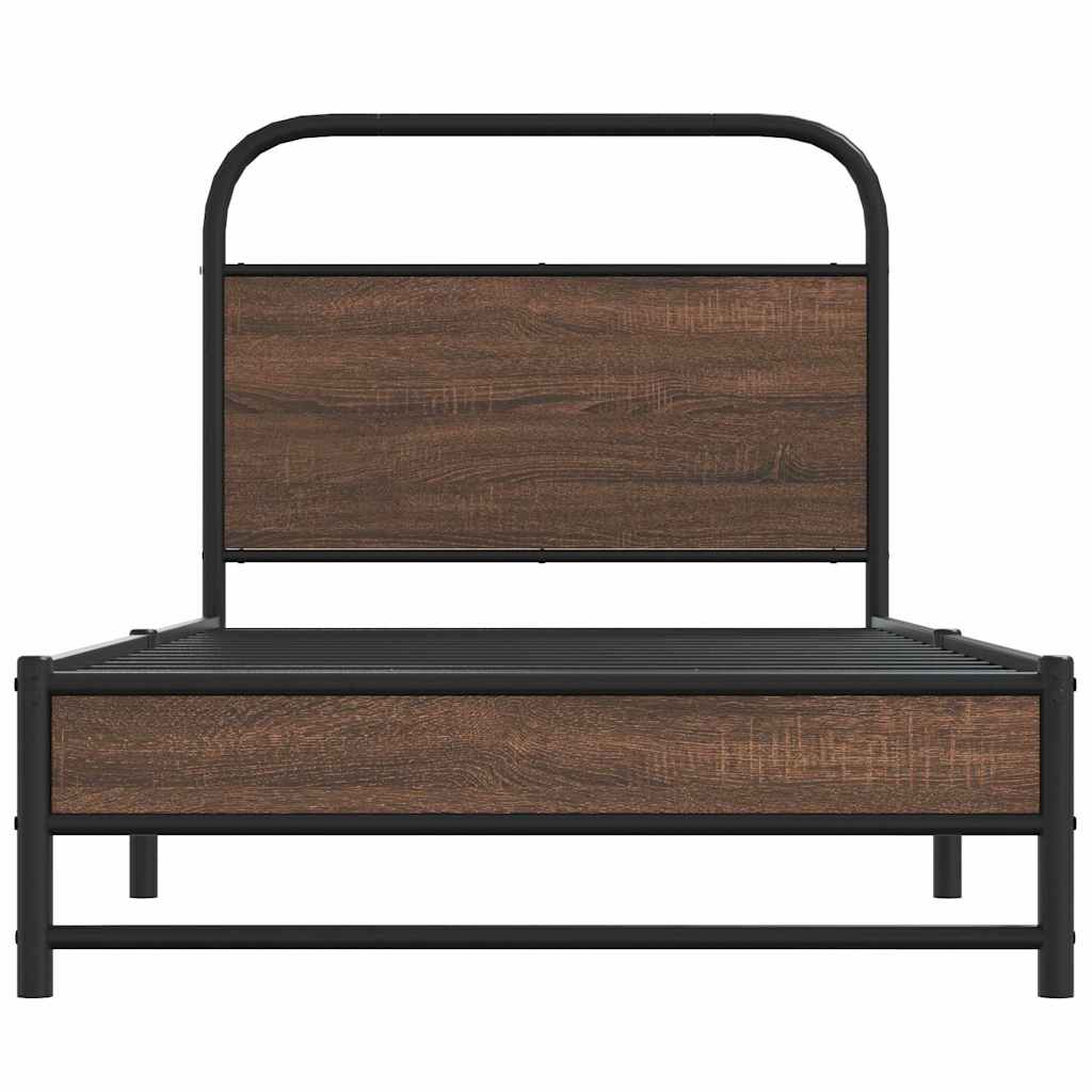 sengeramme 100x200 cm uden madras konstrueret træ brunt eg