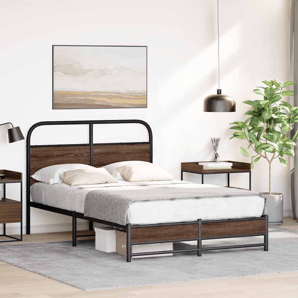sengeramme 120x190 cm uden madras konstrueret træ brunt eg
