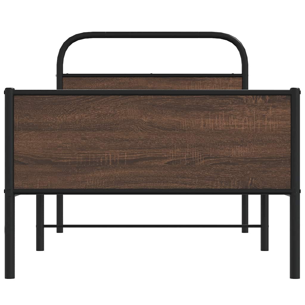 sengeramme 90x190 cm uden madras konstrueret træ brunt eg
