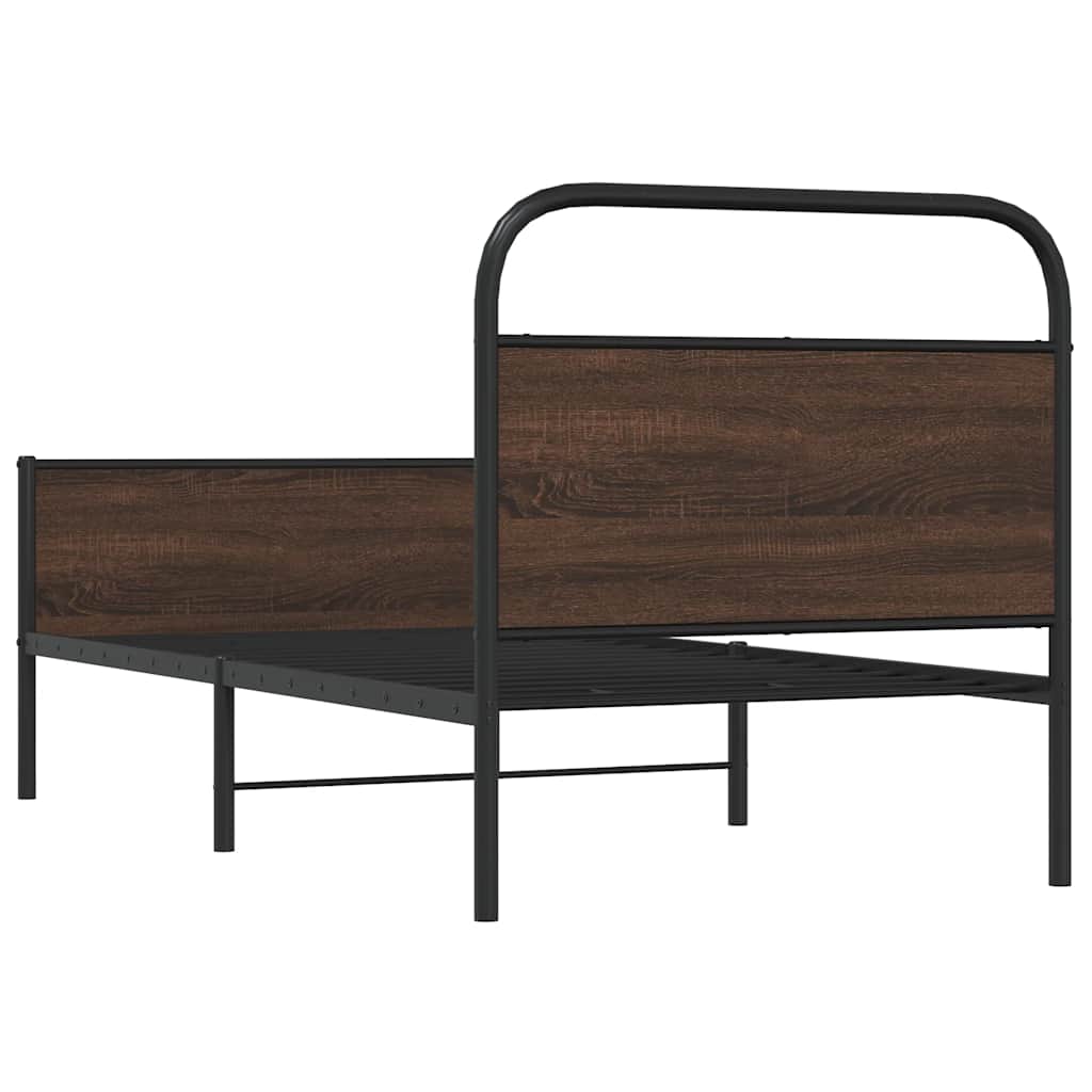 sengeramme 90x190 cm uden madras konstrueret træ brunt eg