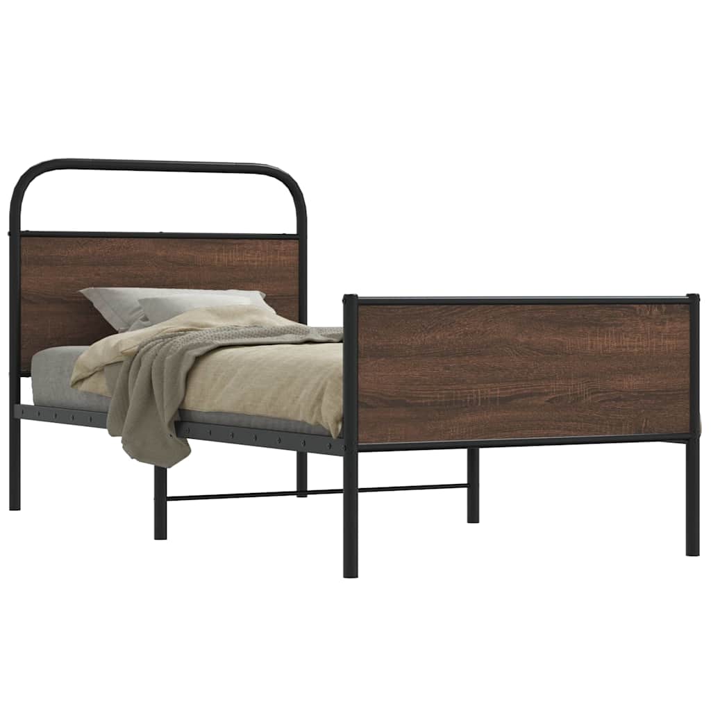 sengeramme 107x203 cm uden madras konstrueret træ brunt eg