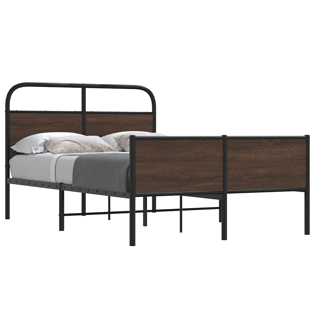 sengeramme 135x190 cm uden madras konstrueret træ brunt eg