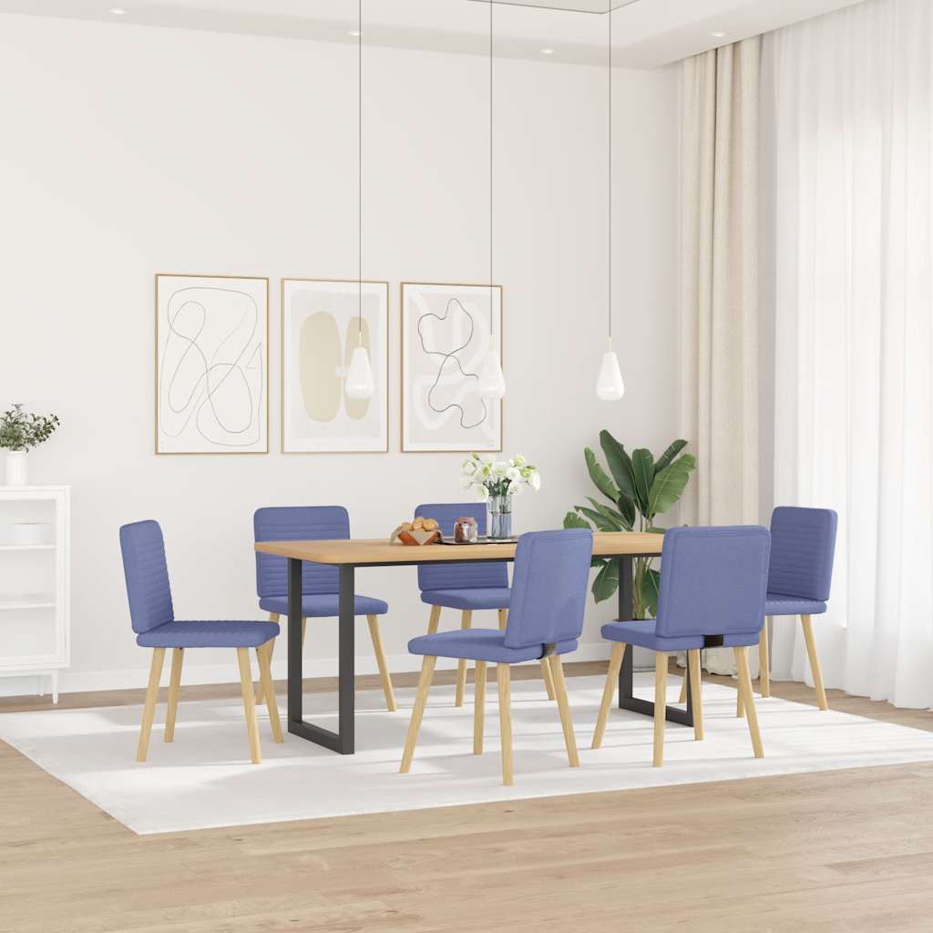 spisebordsstole 6 stk. Jeans blåt stof