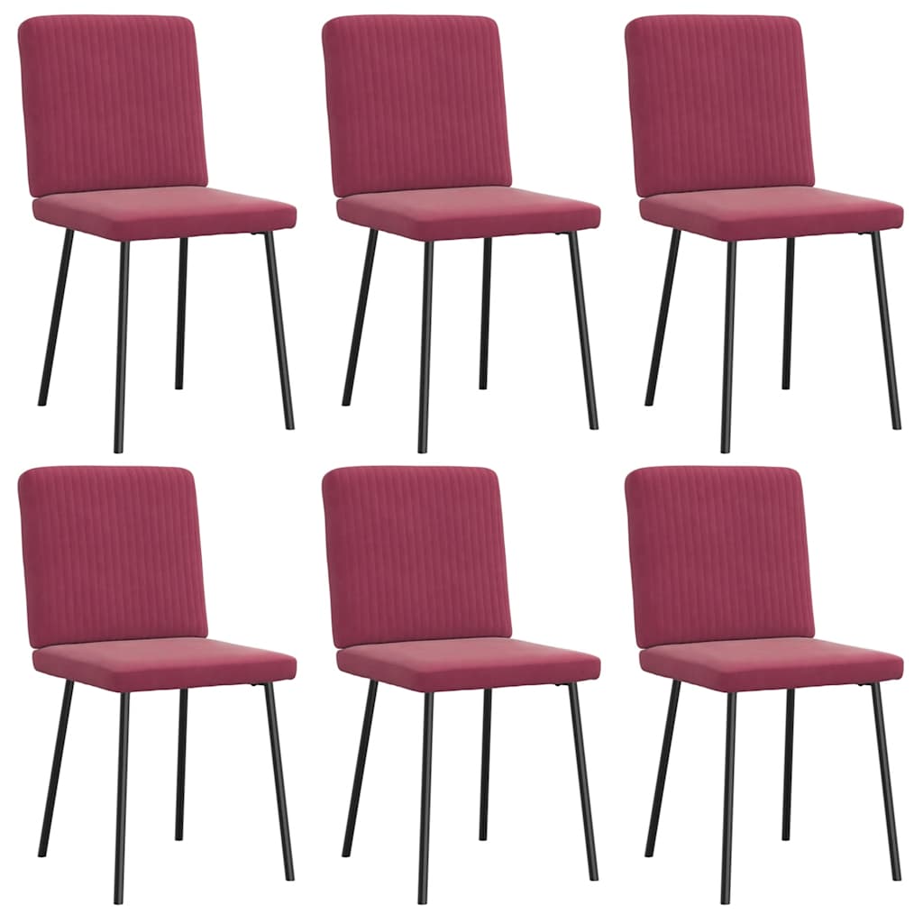 spisebordsstole 6 stk. velour vinrød