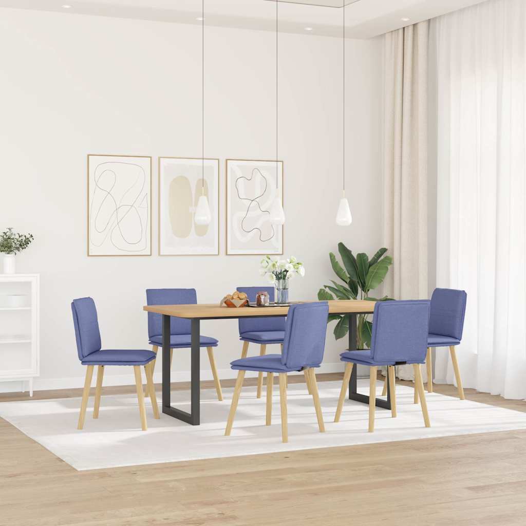 spisebordsstole 6 stk. Jeans blåt stof