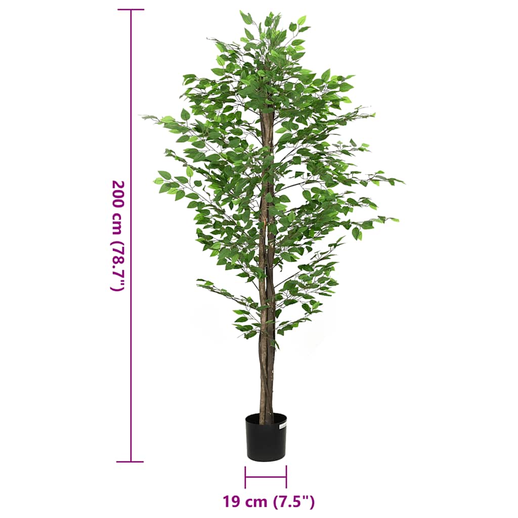kunstig ficusplante 1260 blade 200 cm grøn