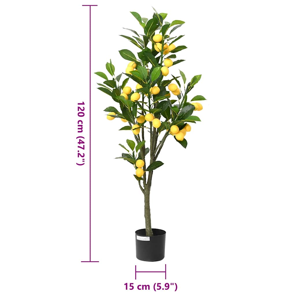 kunstigt citrontræ 136 blade 120 cm grøn