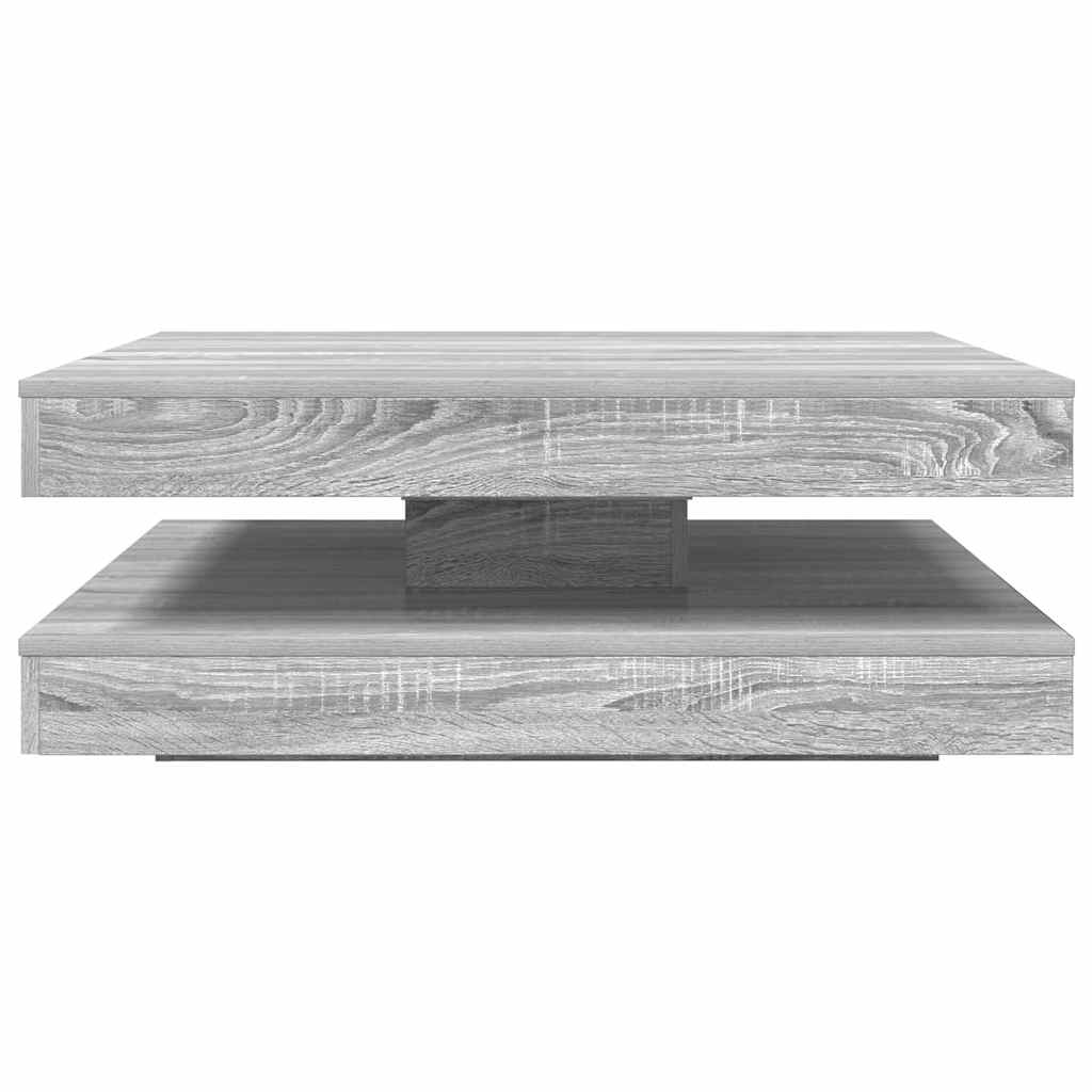 sofabord 360 grader drejeligt 90x90x34,5 cm grå sonoma-eg