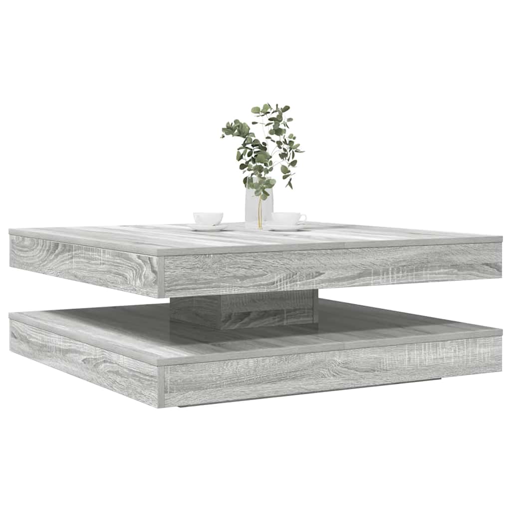 sofabord 360 grader drejeligt 90x90x34,5 cm grå sonoma-eg