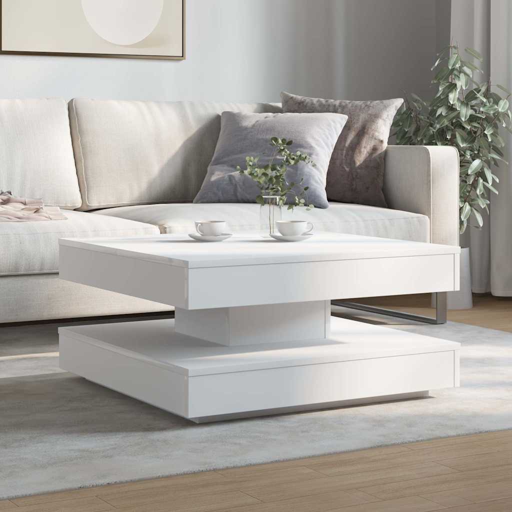 sofabord 360 grader drejeligt 70x70x34,5 cm hvid