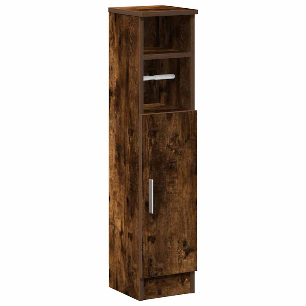 badeværelsesskab med rulleholder 20,5x22x90 cm røget egetræ