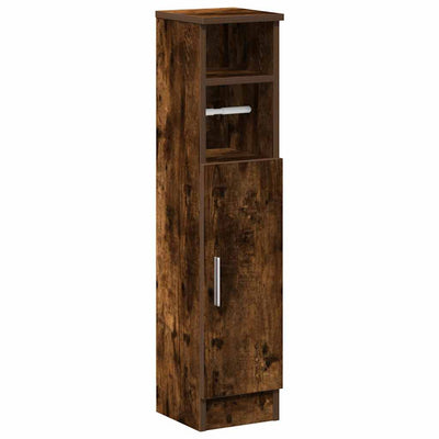 badeværelsesskab med rulleholder 20,5x22x90 cm røget egetræ